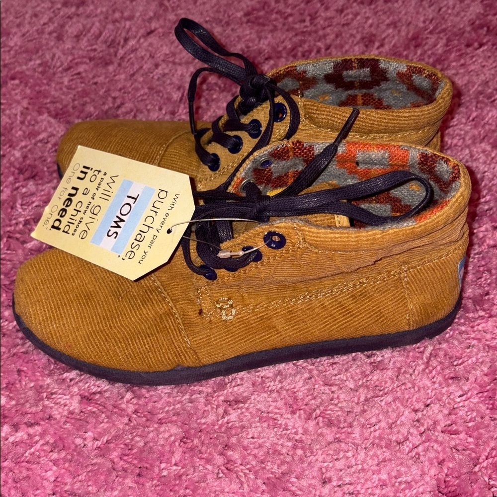 Tom’s Youth Bota’s Khaki Cord Ankle Boots Tan Size 3Y - Picture 3 of 6